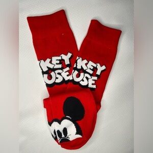 Mickey Mouse Disney Adult Pair of‎ Red Crew Socks Graphics Mickey Mouse, NWOT